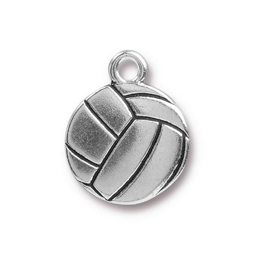 Volley Ball Charm   Antiqued Silver Each