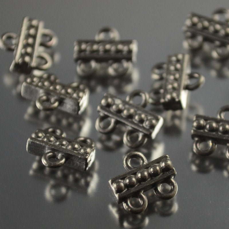 Connector Link - 1:2 Beaded Bar - Black