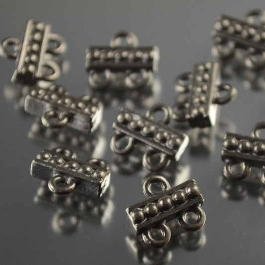 Connector Link - 1:2 Beaded Bar - Black