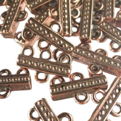 Connector - 1:3 Beaded Bar - Antique Copper