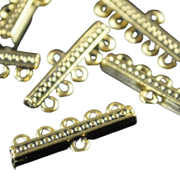 Connector - 1:5 Beaded Bar - Antique Gold