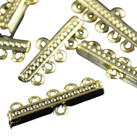 Connector - 1:5 Beaded Bar - Antique Gold