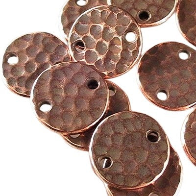 Link - 11mm Hammered Circles - Antique Copper
