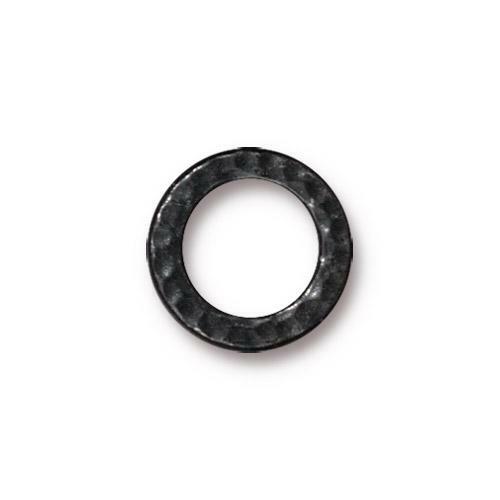 Link - 13mm Hammered Flat Round Ring - Black