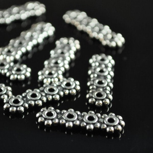 Separator/Connector - 4-hole Daisy Bar - Antiqued Silver