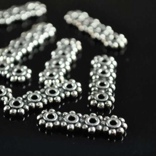 Separator/Connector - 4-hole Daisy Bar - Antiqued Silver