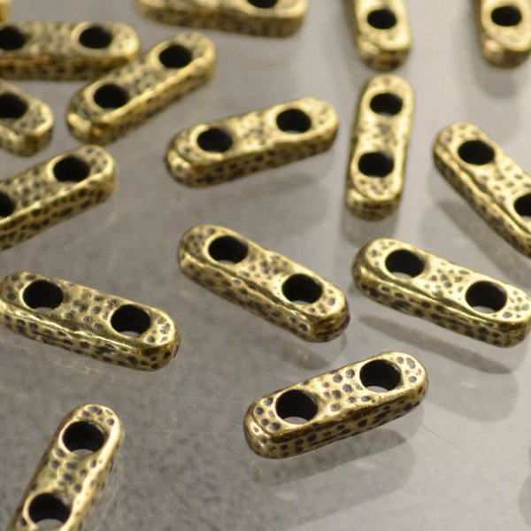 Separator/Connector - 2-Hole Distressed Bar - Brass Oxide