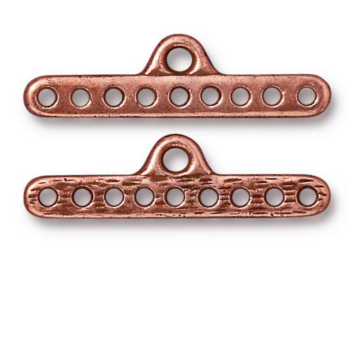 Separator/Connector - 9:1 9 Hole End Bar - Antiqued Copper