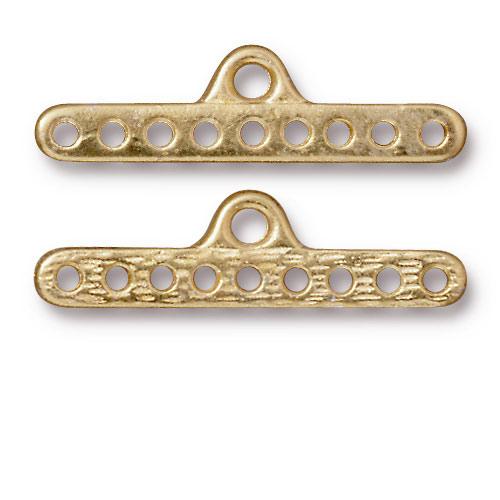 Separator/Connector - 9:1 9 Hole End Bar - Bright Gold