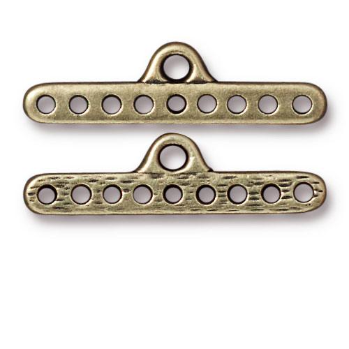 Separator/Connector - 9:1 9 Hole End Bar - Brass Oxide