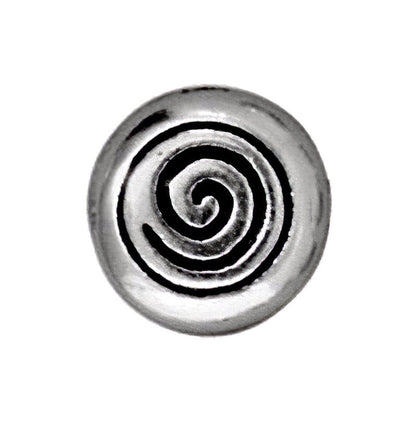 Metal Beads - Spiral Coin - Antiqued Silver
