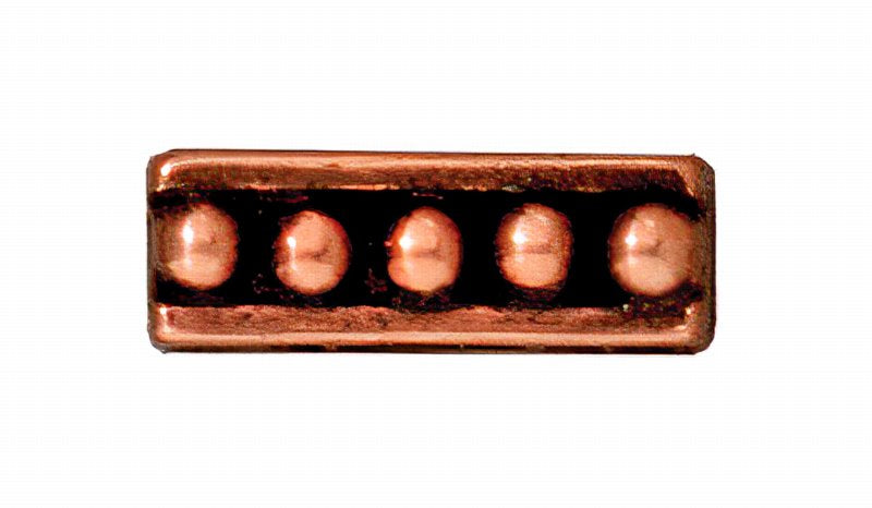 Separator/Connector - 2-Hole Beaded Bar - Antiqued Copper
