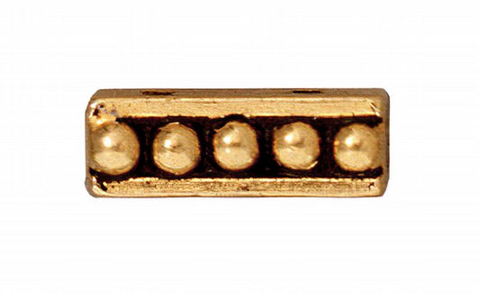 Separator/Connector - 2-Hole Beaded Bar - Antique Gold