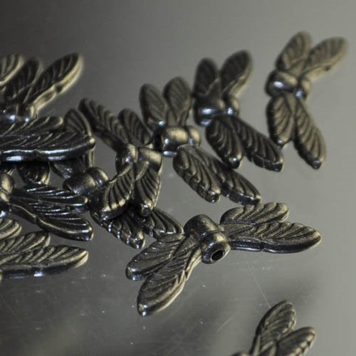 Metal Beads -  Dragonfly Wings - Black