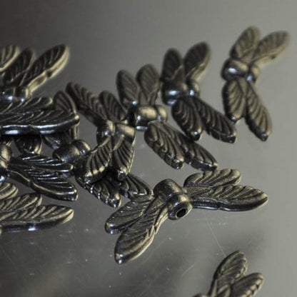 Metal Beads -  Dragonfly Wings - Black