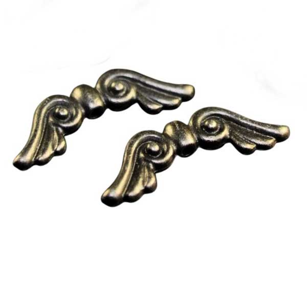 Metal Beads - Medium - Angel Wings - Black