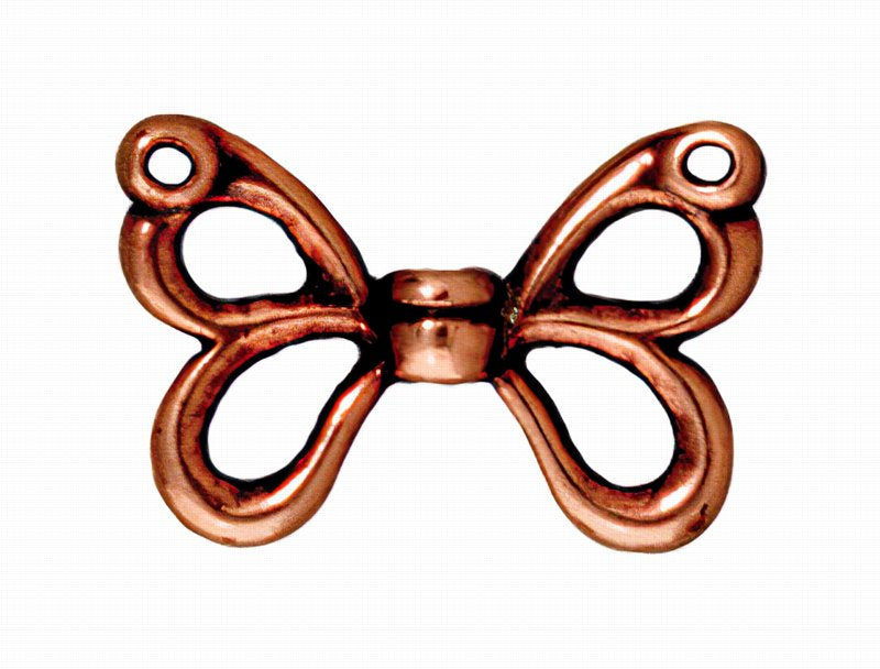 Metal Bead - Open Butterfly Wings - Antiqued Copper