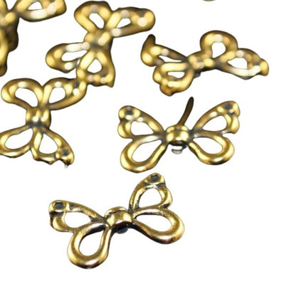 Metal Bead - Open Butterfly Wings - Antique Gold