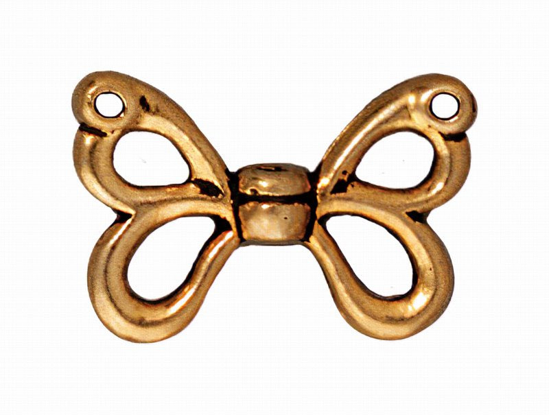 Metal Bead - Open Butterfly Wings - Antique Gold