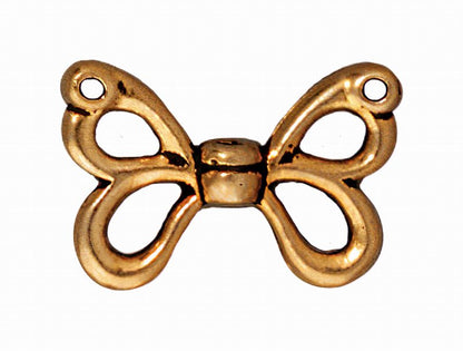 Metal Bead - Open Butterfly Wings - Antique Gold