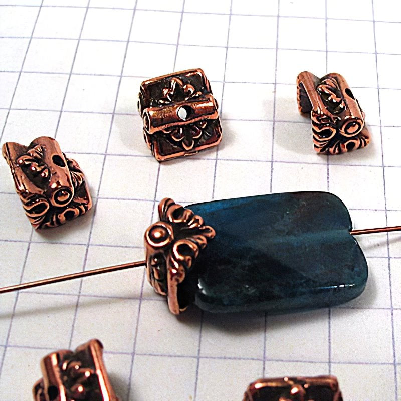 Bead Cap Luna - Decorative Triangle - Antique Copper