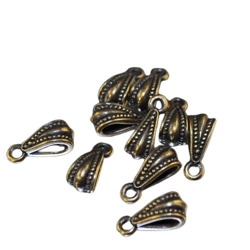 Bail -  Dotted Loop - Antiqued Brass