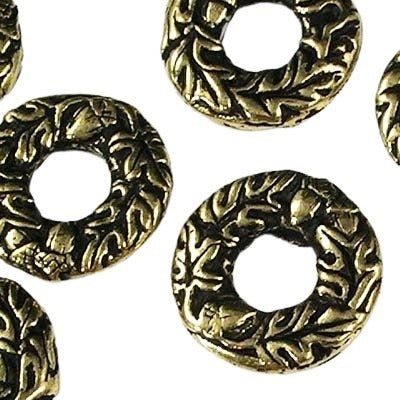 Metal Beads - 14mm - Big Ring - Oak - Antiqued Gold