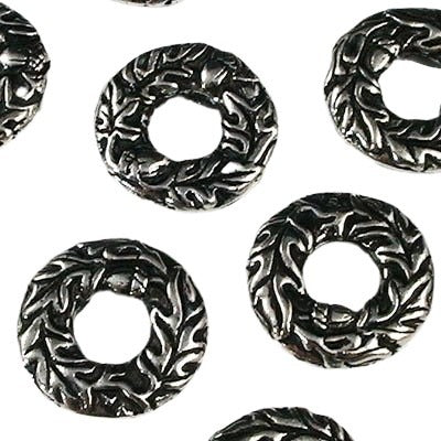 Metal Beads - 14mm - Big Ring - Oak - Antiqued Silver