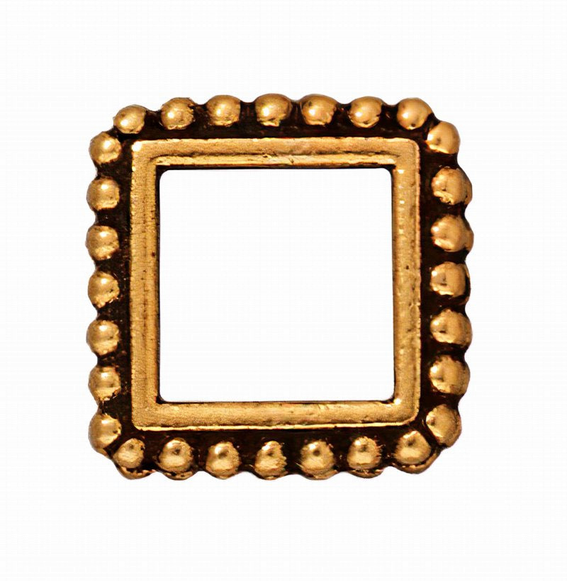 Metal Bead Frame - Large Double Dot Square - Antique Gold
