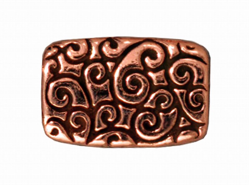 Metal Bead - 9x13mm Scroll Rectangle - Antiqued Copper