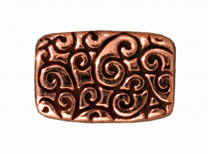 Metal Bead - 9x13mm Scroll Rectangle - Antiqued Copper