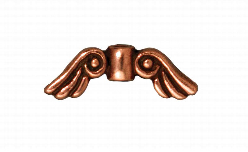 Metal Beads - Small Angel Wings - Antiqued Copper