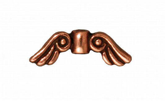 Metal Beads - Small Angel Wings - Antiqued Copper