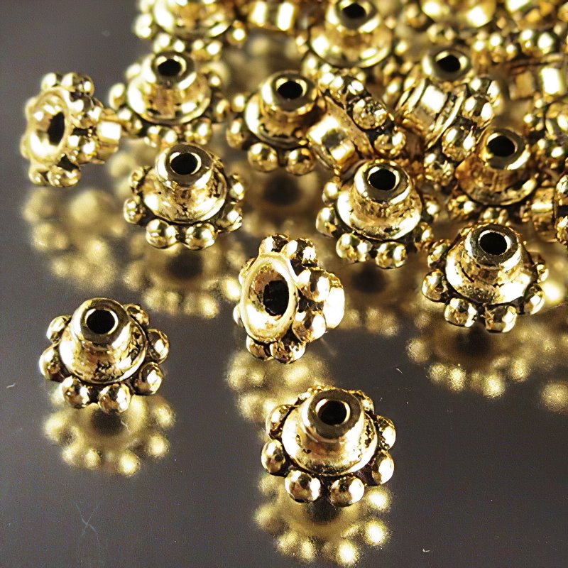 Findings - Bead Caps - 6mm Daisy Bead Aligner - Antique Gold (10)