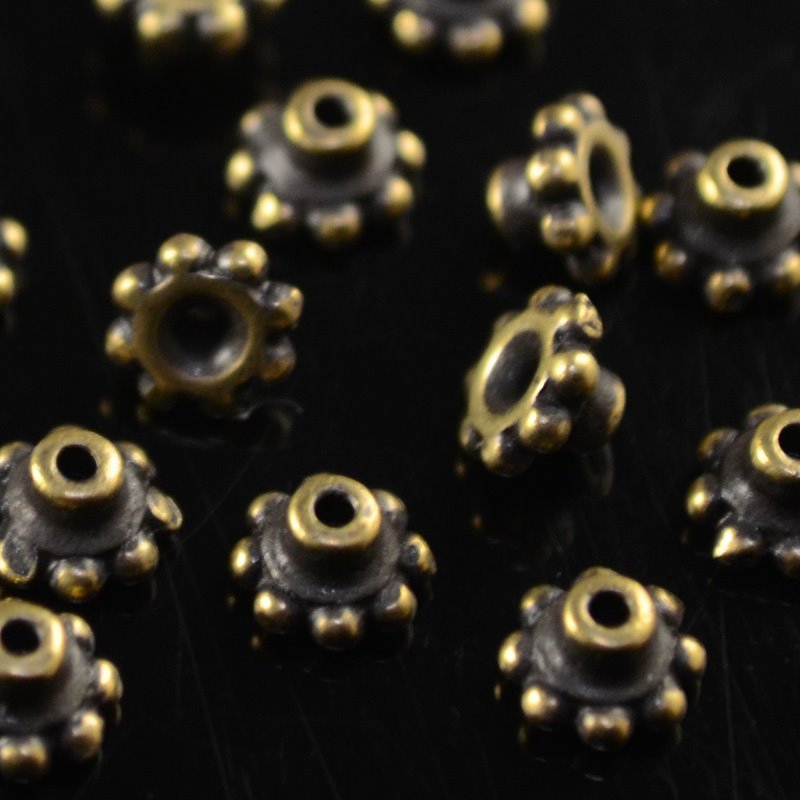 Findings - Bead Caps - 6mm Daisy Bead Aligner - Brass Oxide (10)