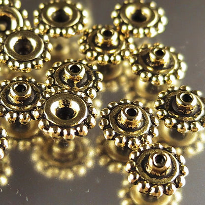 Findings - Bead Caps - 8mm Daisy Bead Aligner - Antique Gold (10)
