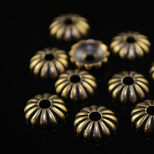 Bead Cap Joy Style Cap with Large Hole - 10mm - Brass Oxide