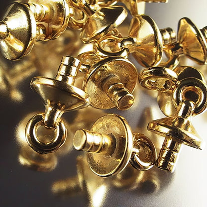 Glue-In End -  Basic Style Cap with Loop - Bright Gold