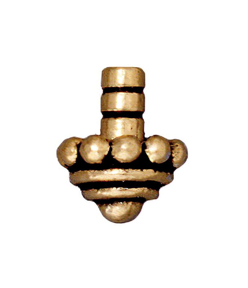 Glue-In End -  Stacked Layers Style Cap with Post - Antique Gold