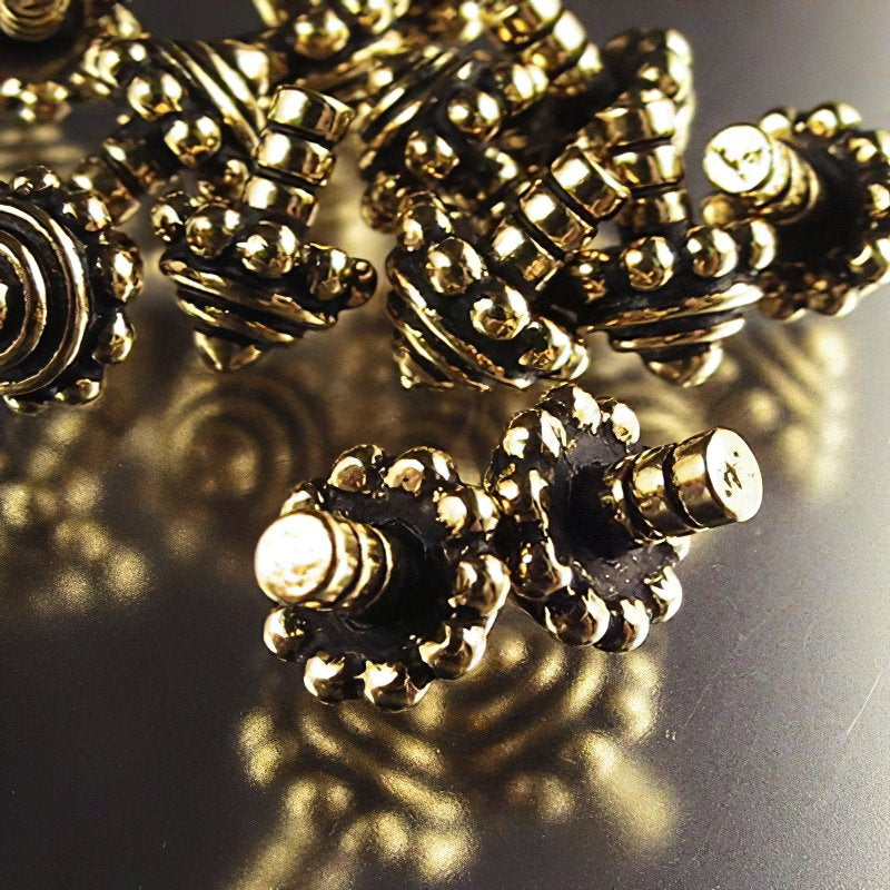 Glue-In End -  Stacked Layers Style Cap with Post - Antique Gold