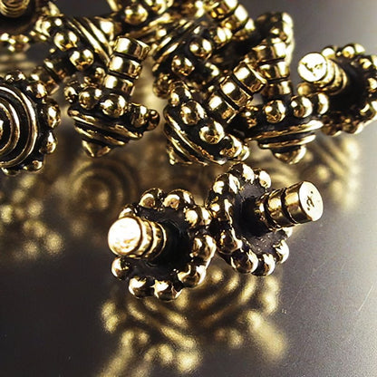 Glue-In End -  Stacked Layers Style Cap with Post - Antique Gold