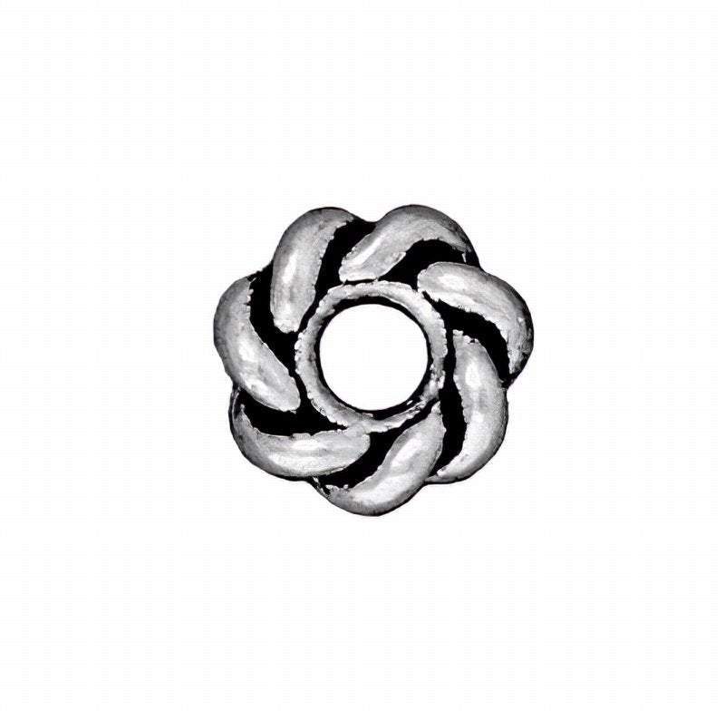 Metal Beads - Big Hole - 8mm Large Hole Twisted Rope Spacer - Antique Silver