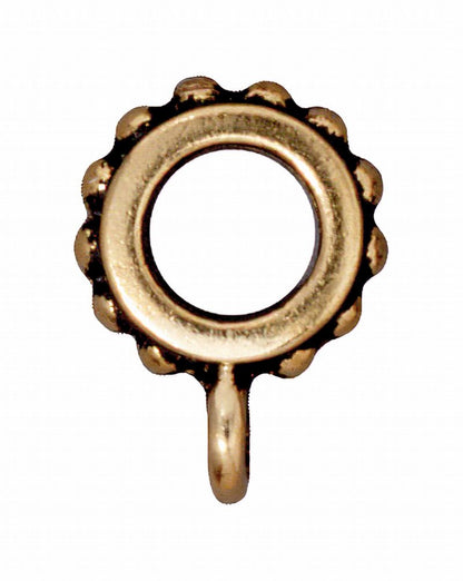 Bail Beaded Bumped - ID 6mm - Antique Gold