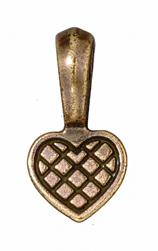 Glue On Bail -  Heart Shape Pad - Brass Oxide