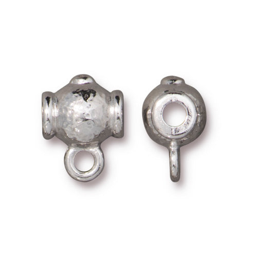 Metal Bead / Bail -  Hammered Guru Bead - White Bronze