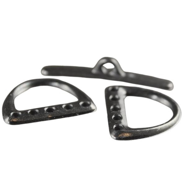 Toggle Clasp - 5-Hole Set - D rings and bar - Black