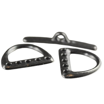 Toggle Clasp - 5-Hole Set - D rings and bar - Black