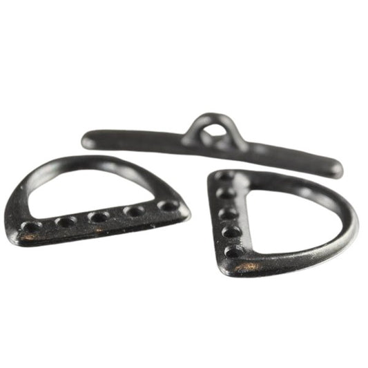 Toggle Clasp - 5-Hole Set - D rings and bar - Black