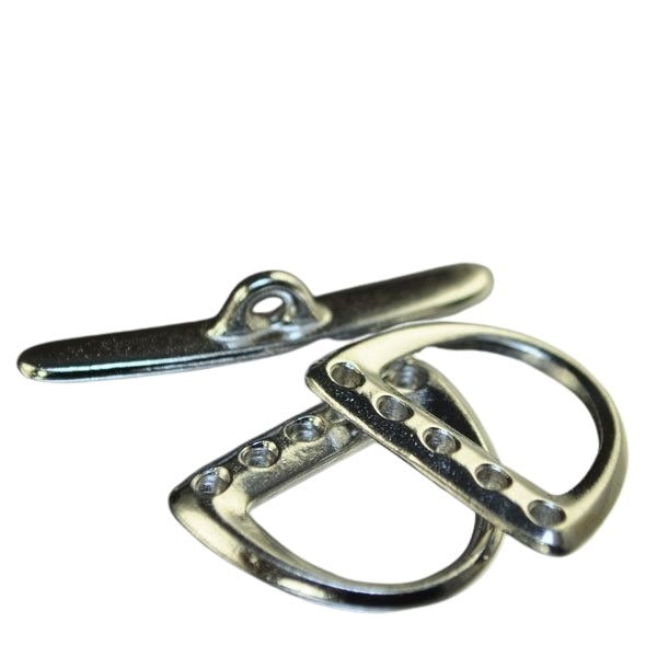 Toggle Clasp - 5-Hole Set - D rings and bar - Bright Rhodium
