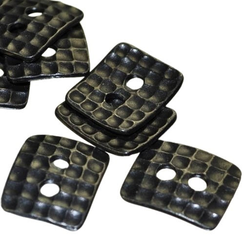 Findings - Link - 13x15mm Wafflecone Rectangle Button - Black